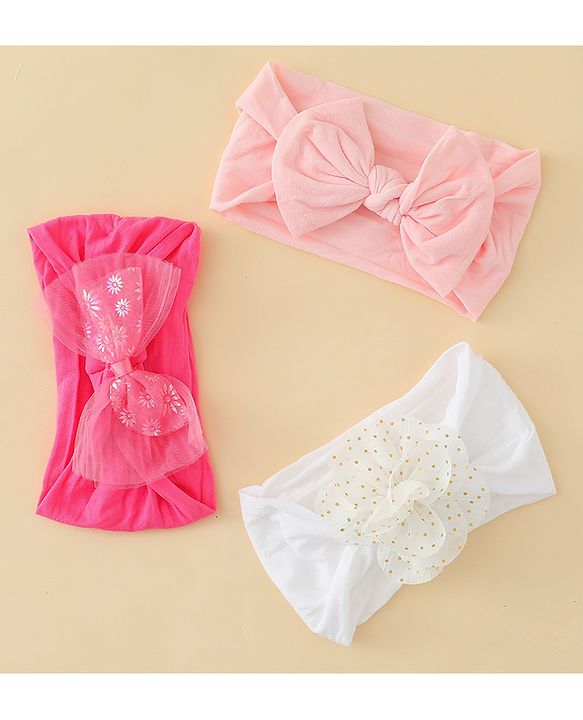 Babyhug Headbands With Bow & Floral Applique Pack of 3 - Multicolor