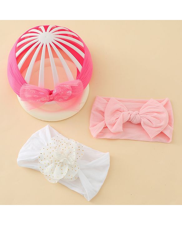Babyhug Headbands With Bow & Floral Applique Pack of 3 - Multicolor