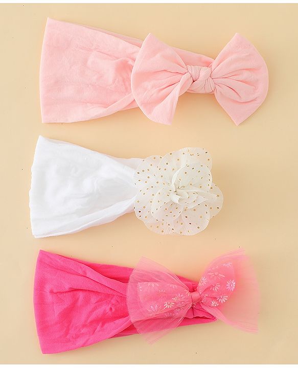Babyhug Headbands With Bow & Floral Applique Pack of 3 - Multicolor