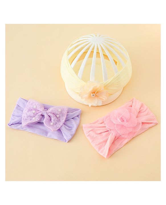 Babyhug Headbands With Bow & Floral Applique Pack of 3 - Multicolor