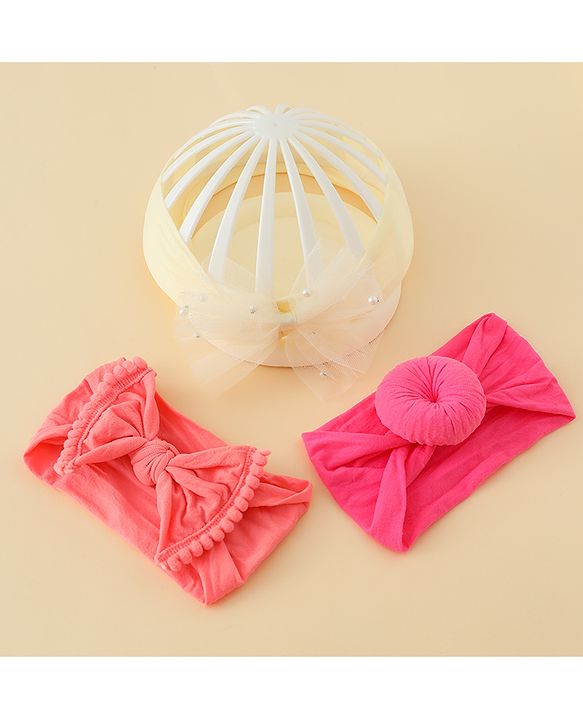 Babyhug Headbands With Bow Applique Pack of 3 - Multicolor
