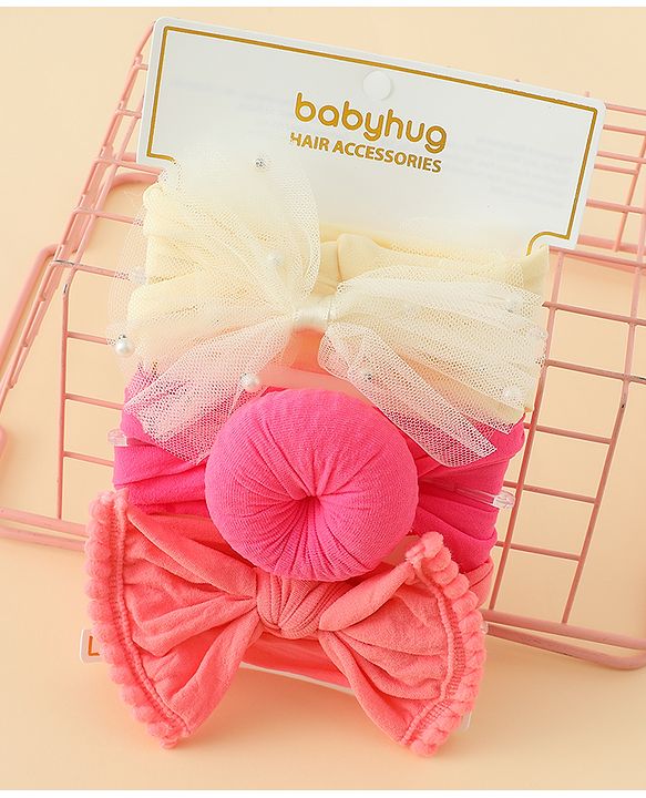 Babyhug Headbands With Bow Applique Pack of 3 - Multicolor