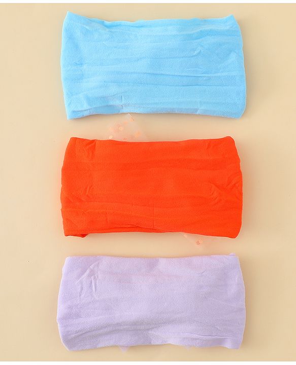 Babyhug Headbands  With Bow & Floral Applique Pack of 3-Red Light Blue & Plum