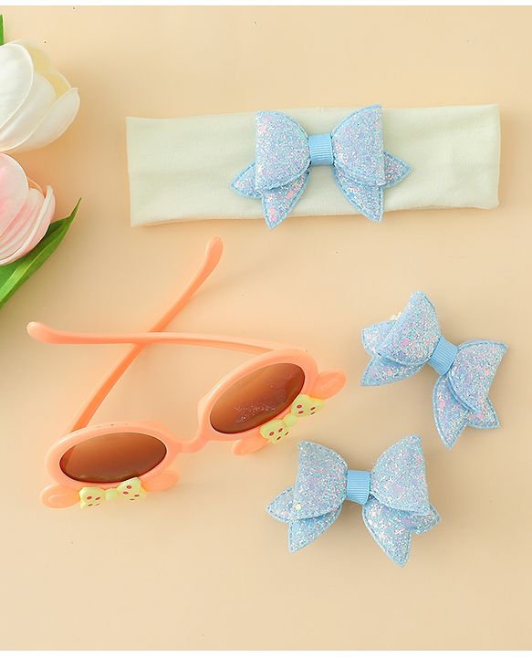 Babyhug Hair Accessories & Sunglasses Combo Set with Bow Applique - Pink