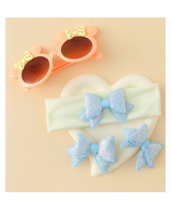 Babyhug Hair Accessories & Sunglasses Combo Set with Bow Applique - Pink