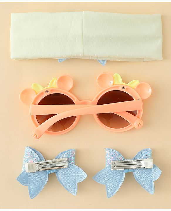 Babyhug Hair Accessories & Sunglasses Combo Set with Bow Applique - Pink
