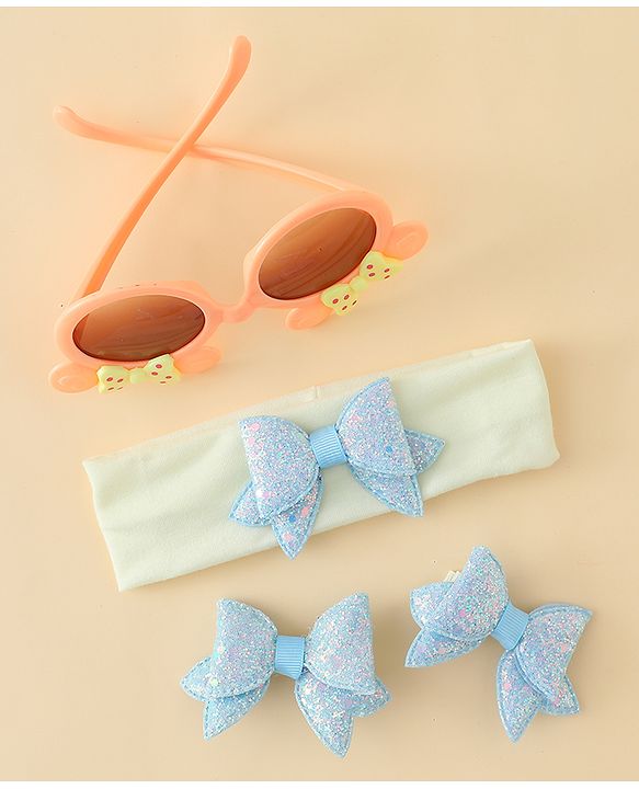 Babyhug Hair Accessories & Sunglasses Combo Set with Bow Applique - Pink