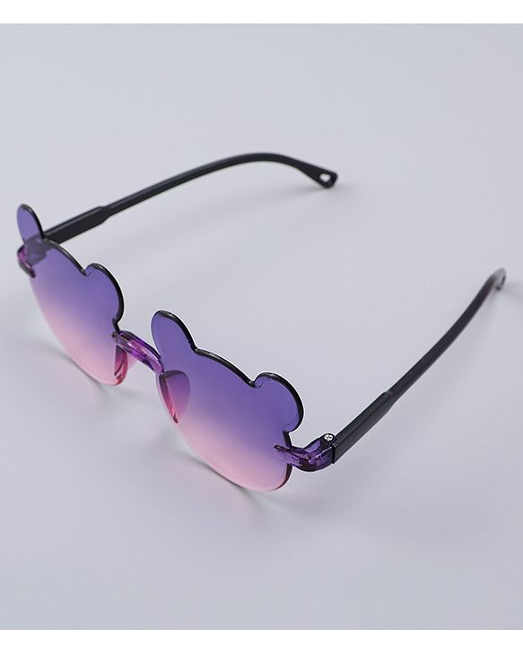 Babyhug Headband with Floral Applique  & Sunglasses Combo Set- Pink & Purple