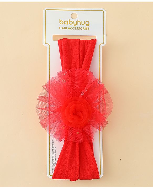 Babyhug Headband With Floral Applique - Red