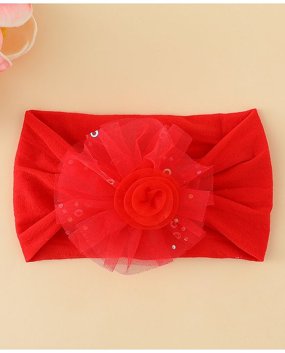Babyhug Headband With Floral Applique - Red
