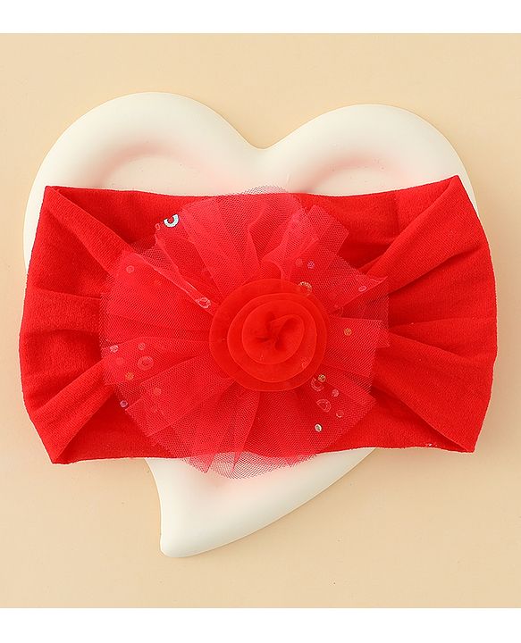 Babyhug Headband With Floral Applique - Red