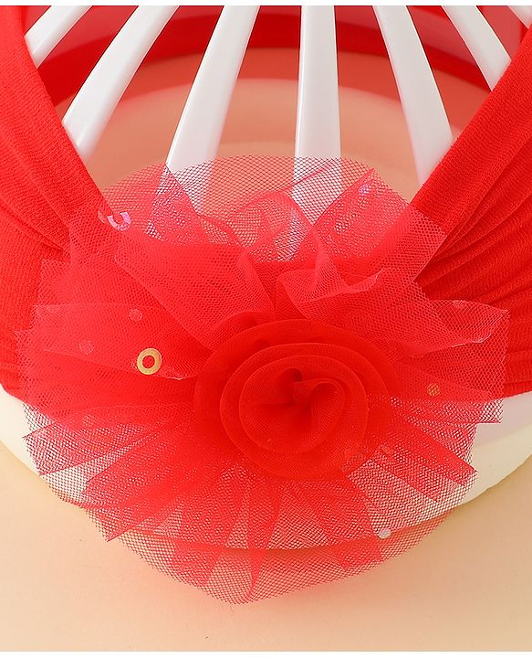 Babyhug Headband With Floral Applique - Red