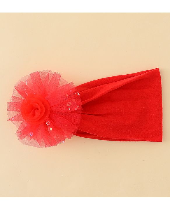 Babyhug Headband With Floral Applique - Red
