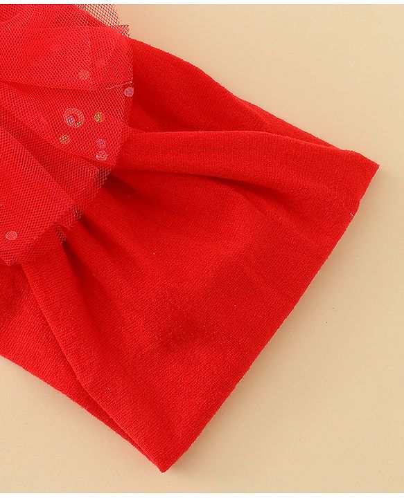 Babyhug Headband With Floral Applique - Red