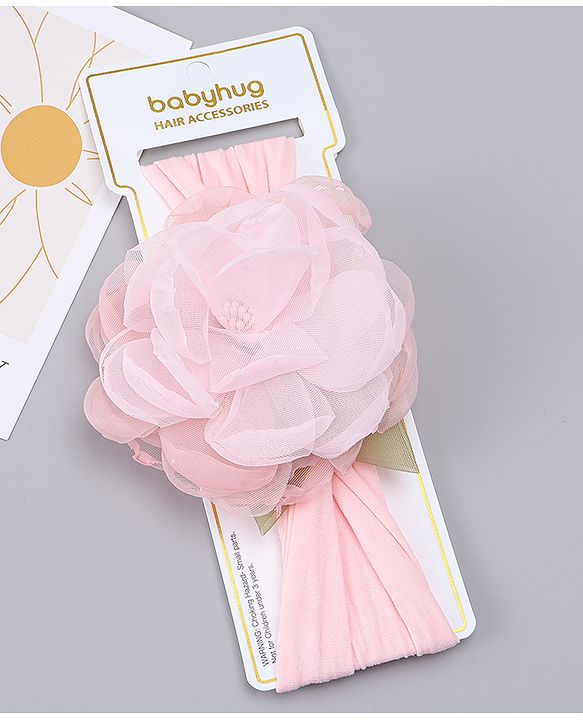 Babyhug Free Size Headband with Floral Applique - Pink