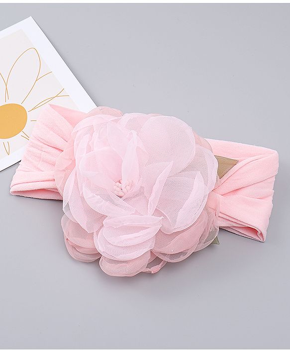 Babyhug Free Size Headband with Floral Applique - Pink