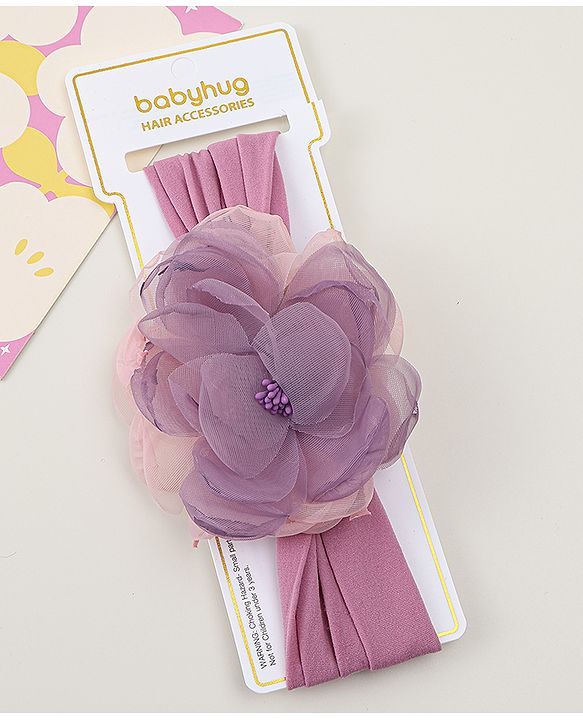 Babyhug Free Size Headband with Floral Applique - Pink