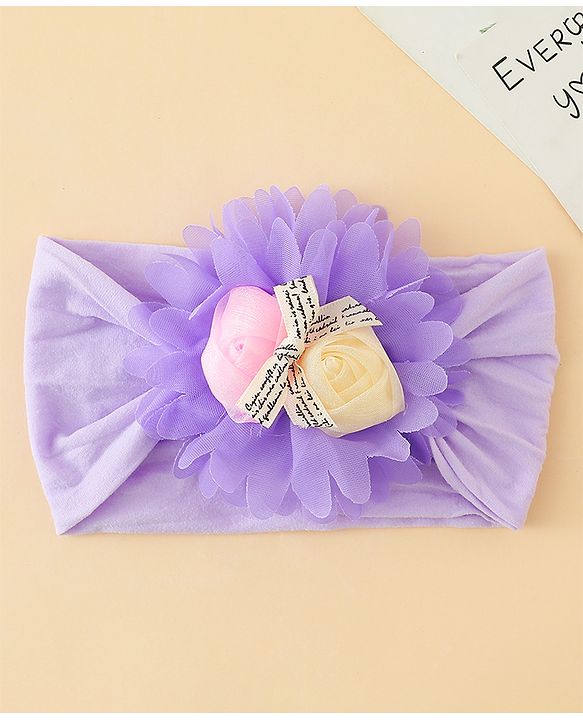 Babyhug Free Size Headband with Floral Applique - Purple
