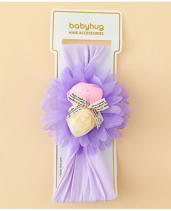 Babyhug Free Size Headband with Floral Applique - Purple