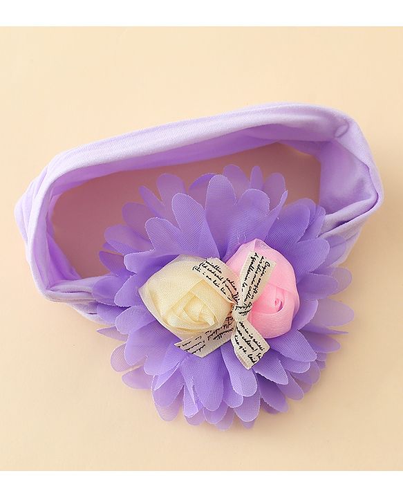 Babyhug Free Size Headband with Floral Applique - Purple