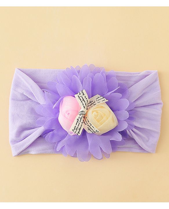 Babyhug Free Size Headband with Floral Applique - Purple
