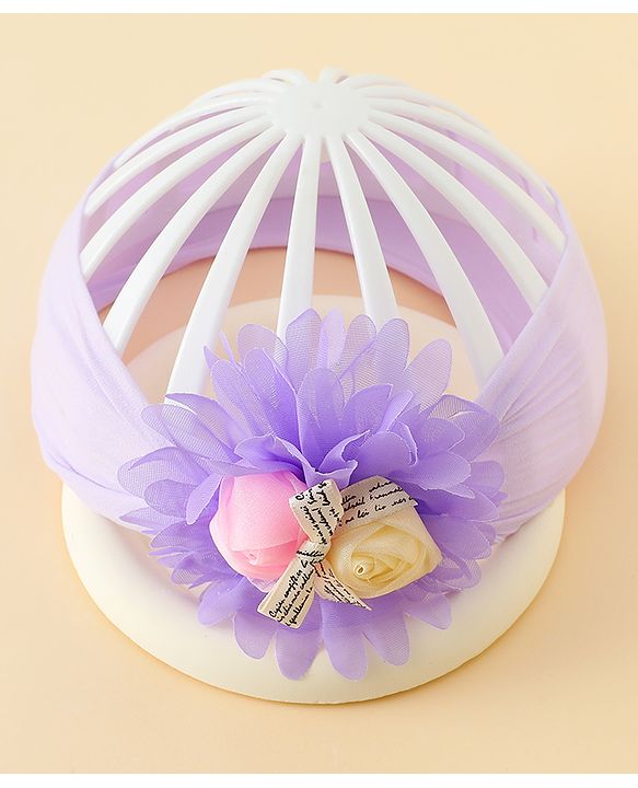 Babyhug Free Size Headband with Floral Applique - Purple