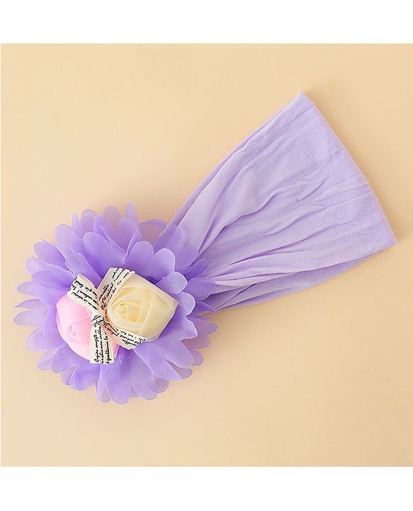 Babyhug Free Size Headband with Floral Applique - Purple