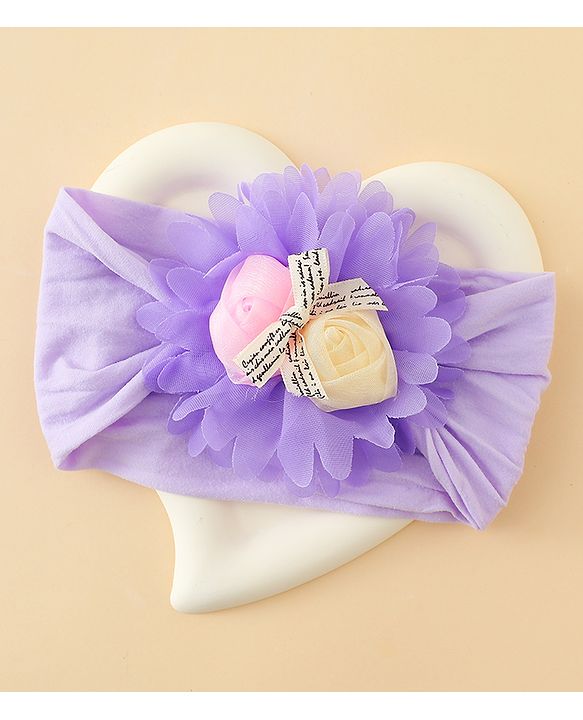 Babyhug Free Size Headband with Floral Applique - Purple