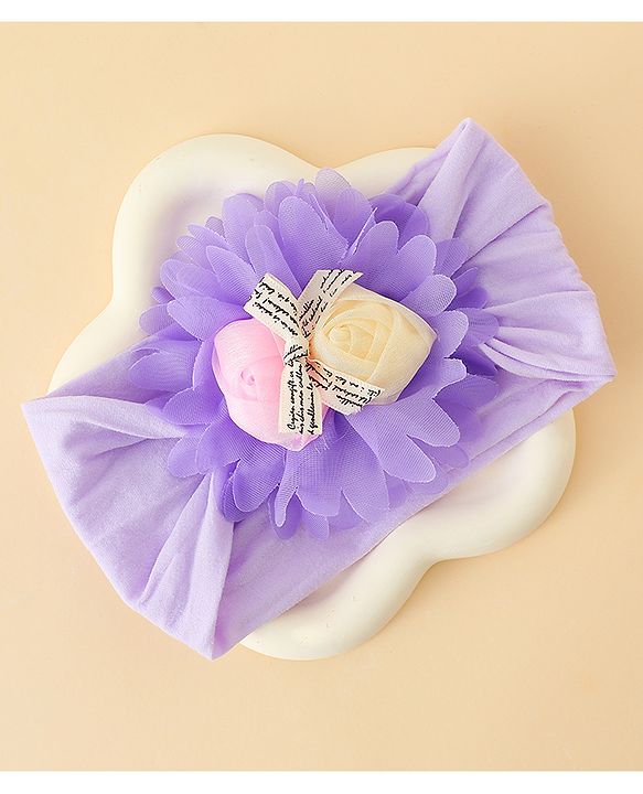 Babyhug Free Size Headband with Floral Applique - Purple