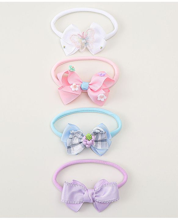 Babyhug Headbands With Bow Applique Pack of 4 - Multicolor