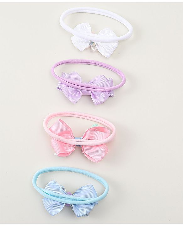 Babyhug Headbands With Bow Applique Pack of 4 - Multicolor