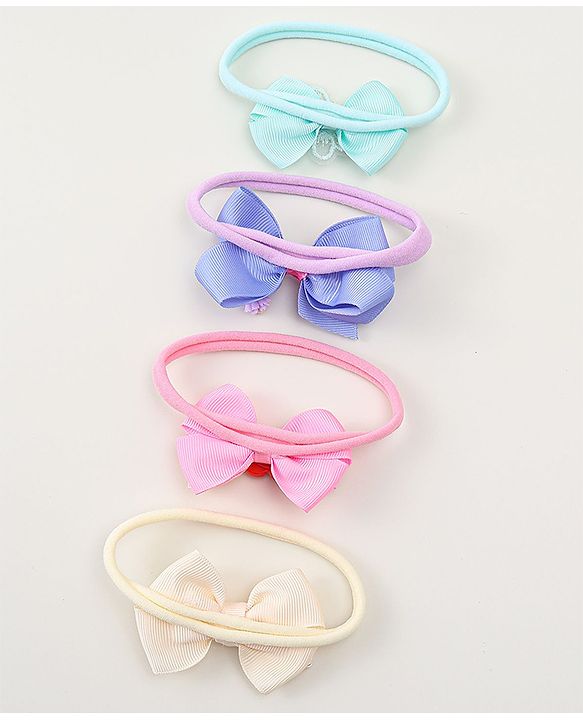 Babyhug Headbands With Bow Applique Pack of 4 - Multicolor