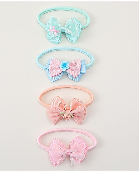 Babyhug Headbands With Bow Applique Pack of 4 - Multicolor