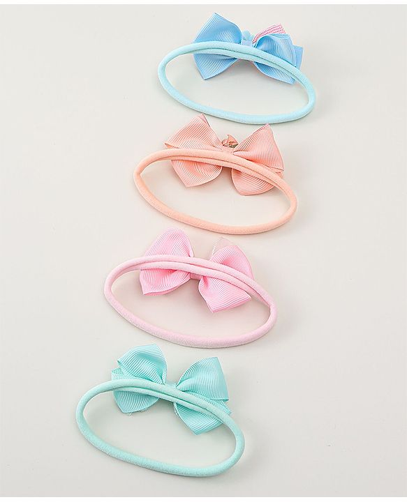 Babyhug Headbands With Bow Applique Pack of 4 - Multicolor