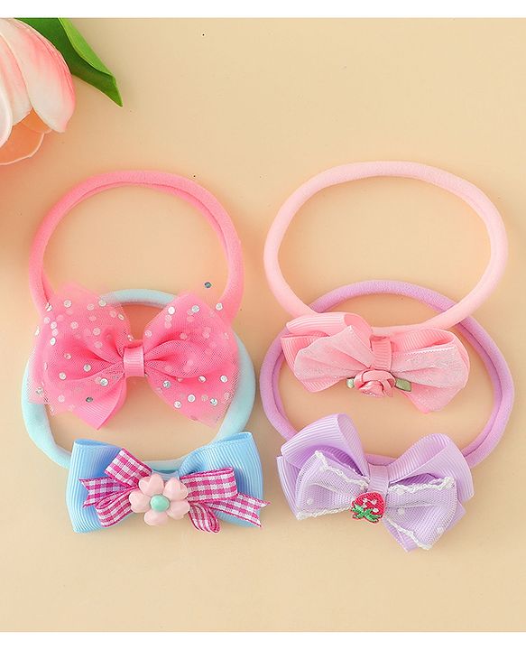 Babyhug Headbands With Bow Applique Pack of 4 - Multicolor