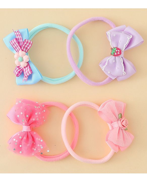 Babyhug Headbands With Bow Applique Pack of 4 - Multicolor
