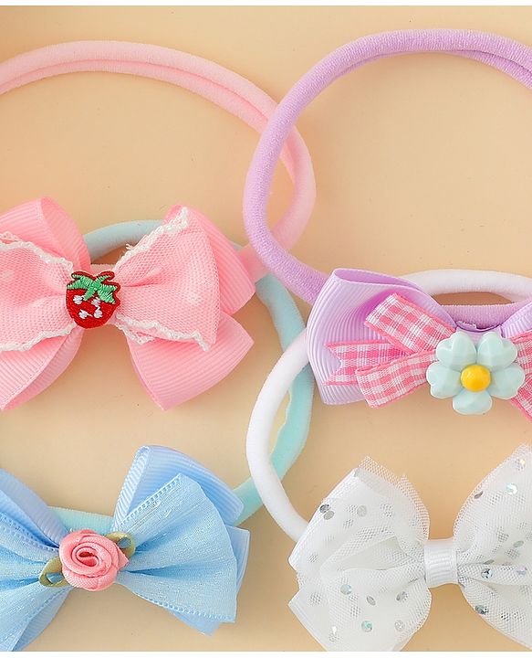 Babyhug Headbands With Bow Applique Pack of 4 - Multicolor