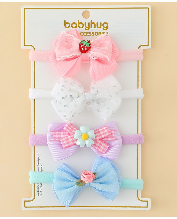 Babyhug Headbands With Bow Applique Pack of 4 - Multicolor