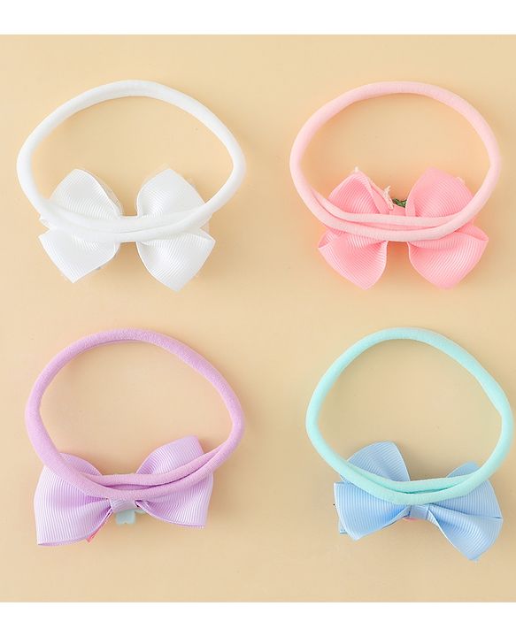 Babyhug Headbands With Bow Applique Pack of 4 - Multicolor