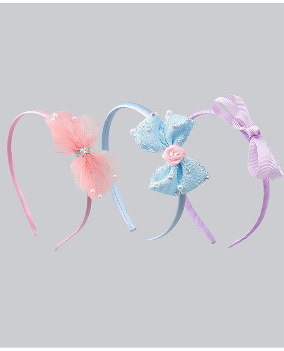 Babyhug Hair Bands With Bow Applique Pack of 3 - Multicolor