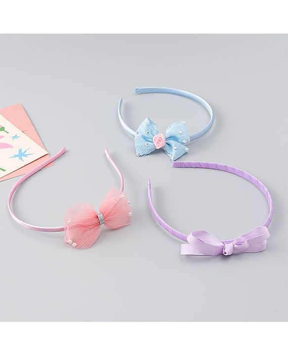 Babyhug Hair Bands With Bow Applique Pack of 3 - Multicolor