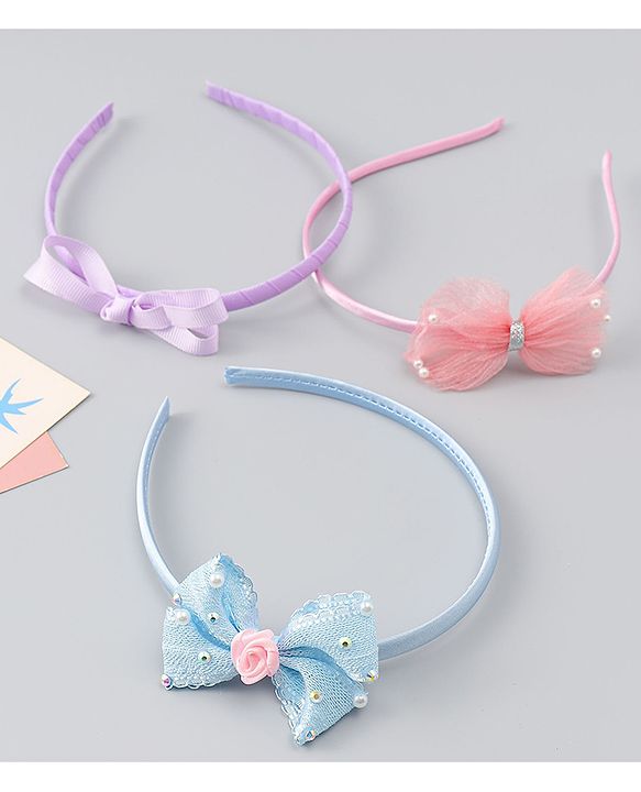 Babyhug Hair Bands With Bow Applique Pack of 3 - Multicolor