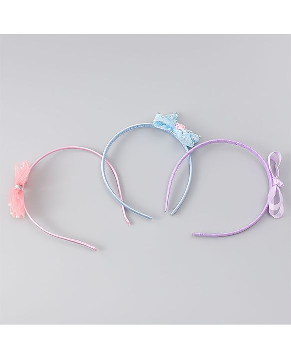 Babyhug Hair Bands With Bow Applique Pack of 3 - Multicolor