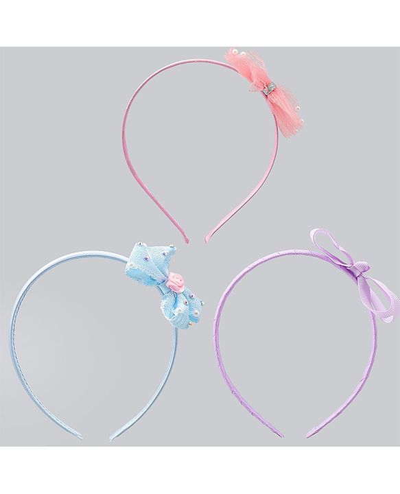 Babyhug Hair Bands With Bow Applique Pack of 3 - Multicolor