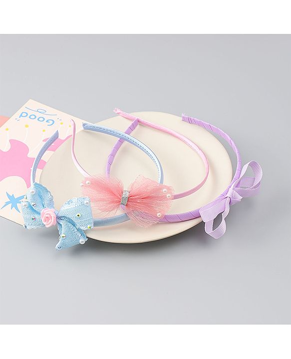 Babyhug Hair Bands With Bow Applique Pack of 3 - Multicolor