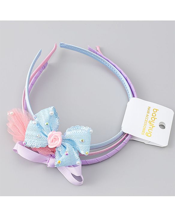 Babyhug Hair Bands With Bow Applique Pack of 3 - Multicolor