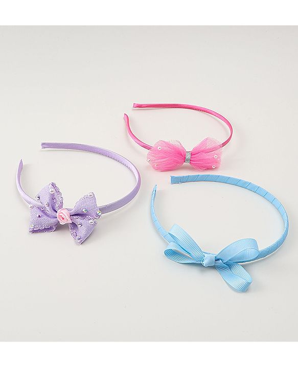 Babyhug Hair Bands With Bow Applique Pack Of 3- Multicolor