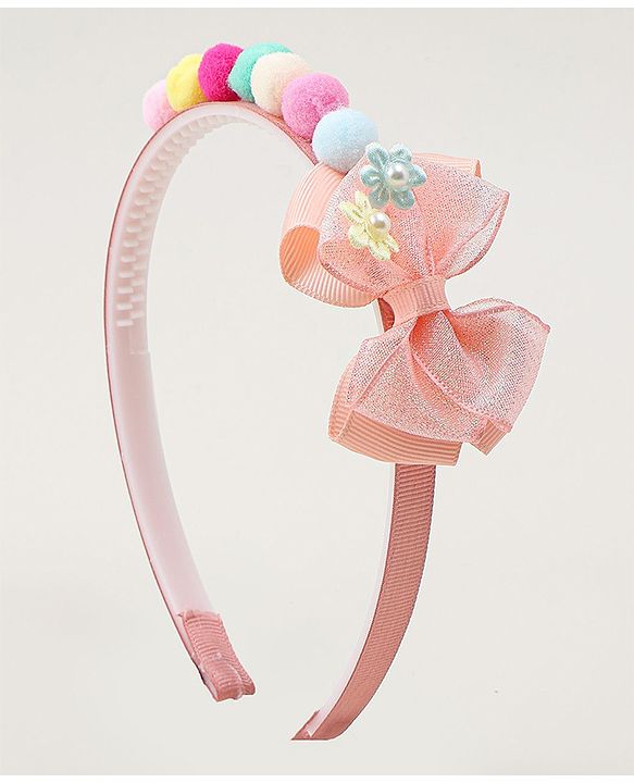 Babyhug Hair Bands With Bow Applique Pack of  2 - PInk & Purple
