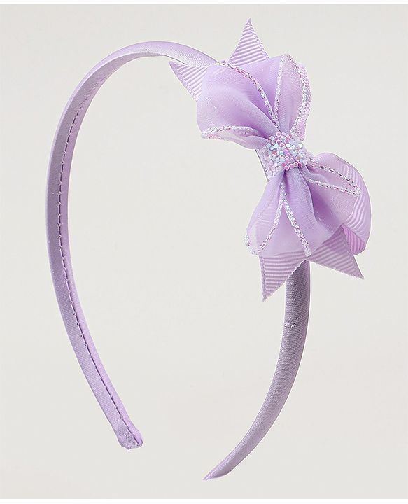 Babyhug Hair Bands With Bow Applique Pack of  2 - PInk & Purple