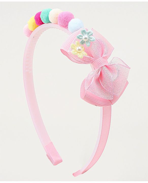 Babyhug Hair Bands With Bow Applique Pack of  2 - PInk & Purple